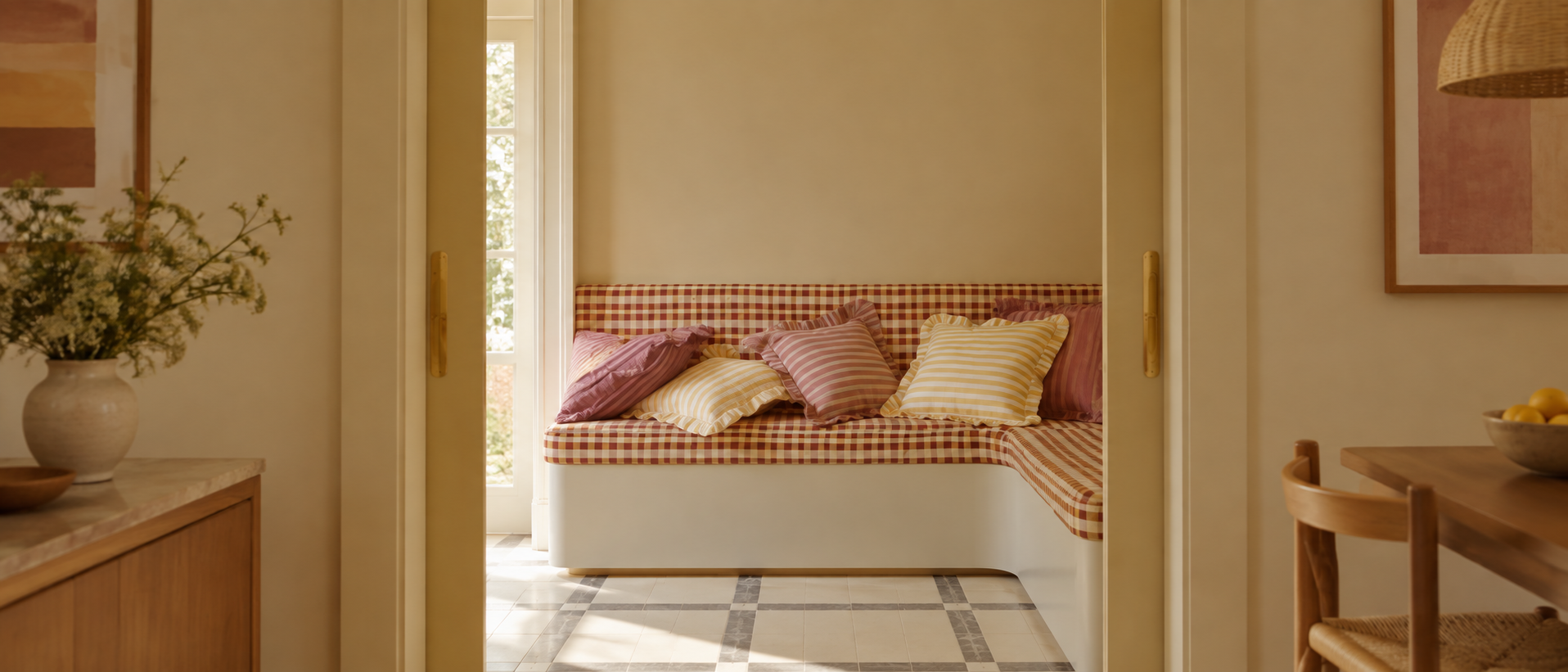 Soft bedding arranged in a calm bedroom