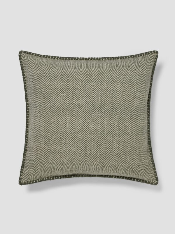 Fern Green Herringbone Wool Square Cushion Cover - 20 x 20 in