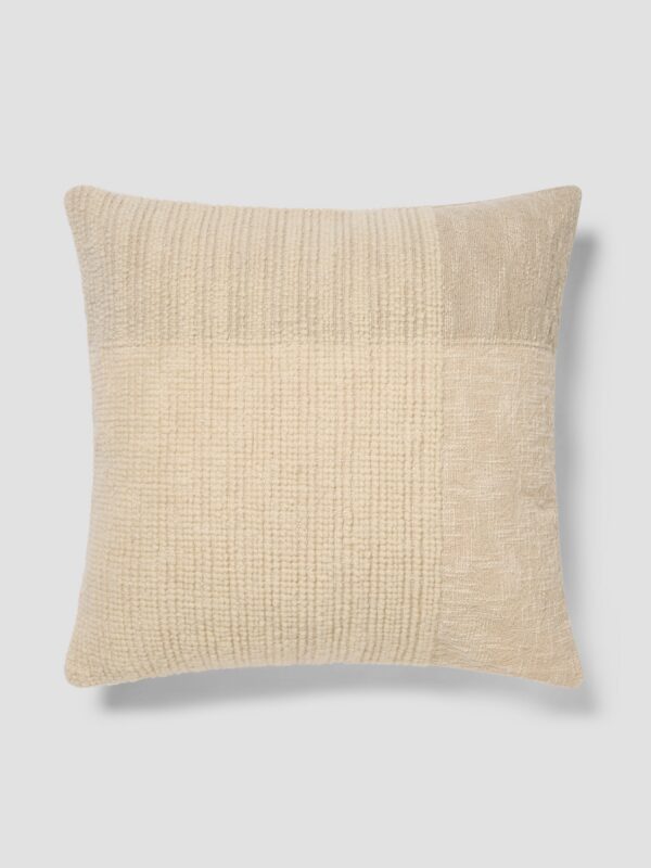 Cream & Oatmeal Cross Weave Wool Square Cushion Cover - 20 x 20 in