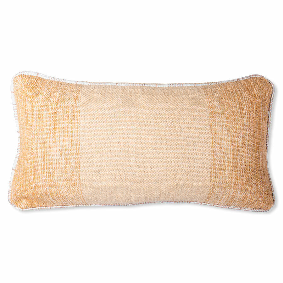 Hand woven wool lumbar pillow - Natural