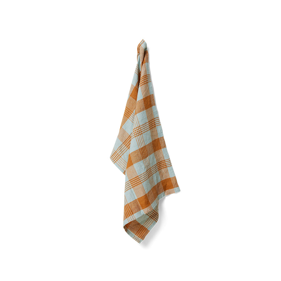 Vida Plaid Tea Towel - Amber & Blue